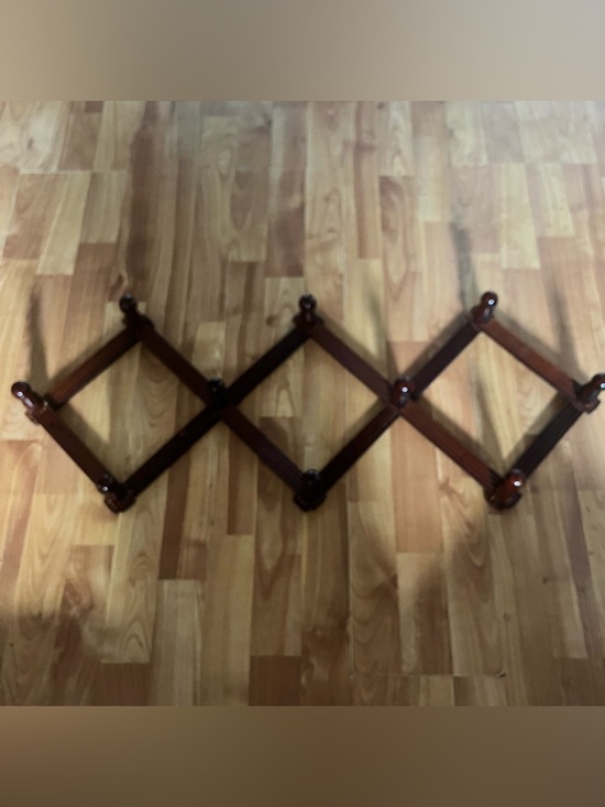 Other - Wooden Expandable Wall Peg Rack - Brown